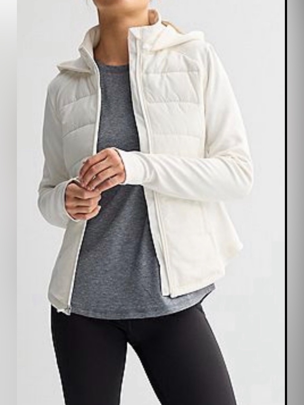 NWT $35 Tek Gear Mixed Media hooded jacket. Ivory. Highly Rated.  XL and XXL